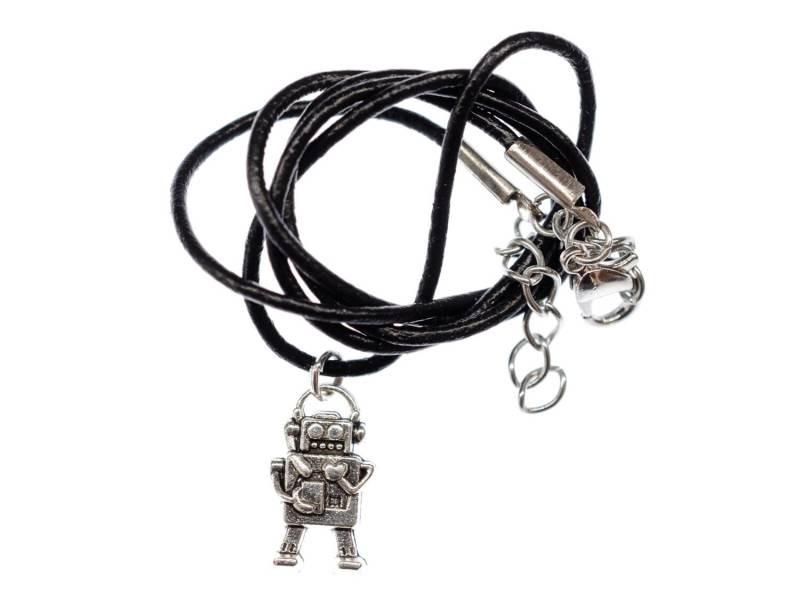 Roboter Kette Miniblings Halskette Technik Steampunk Computer 18mm Herz Leder von Miniblings