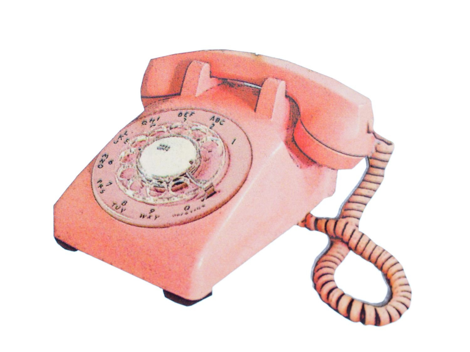 Rosa Telefon Brosche Miniblings Anstecknadel Holz Gelasert Retro Vintage 60mm von Miniblings