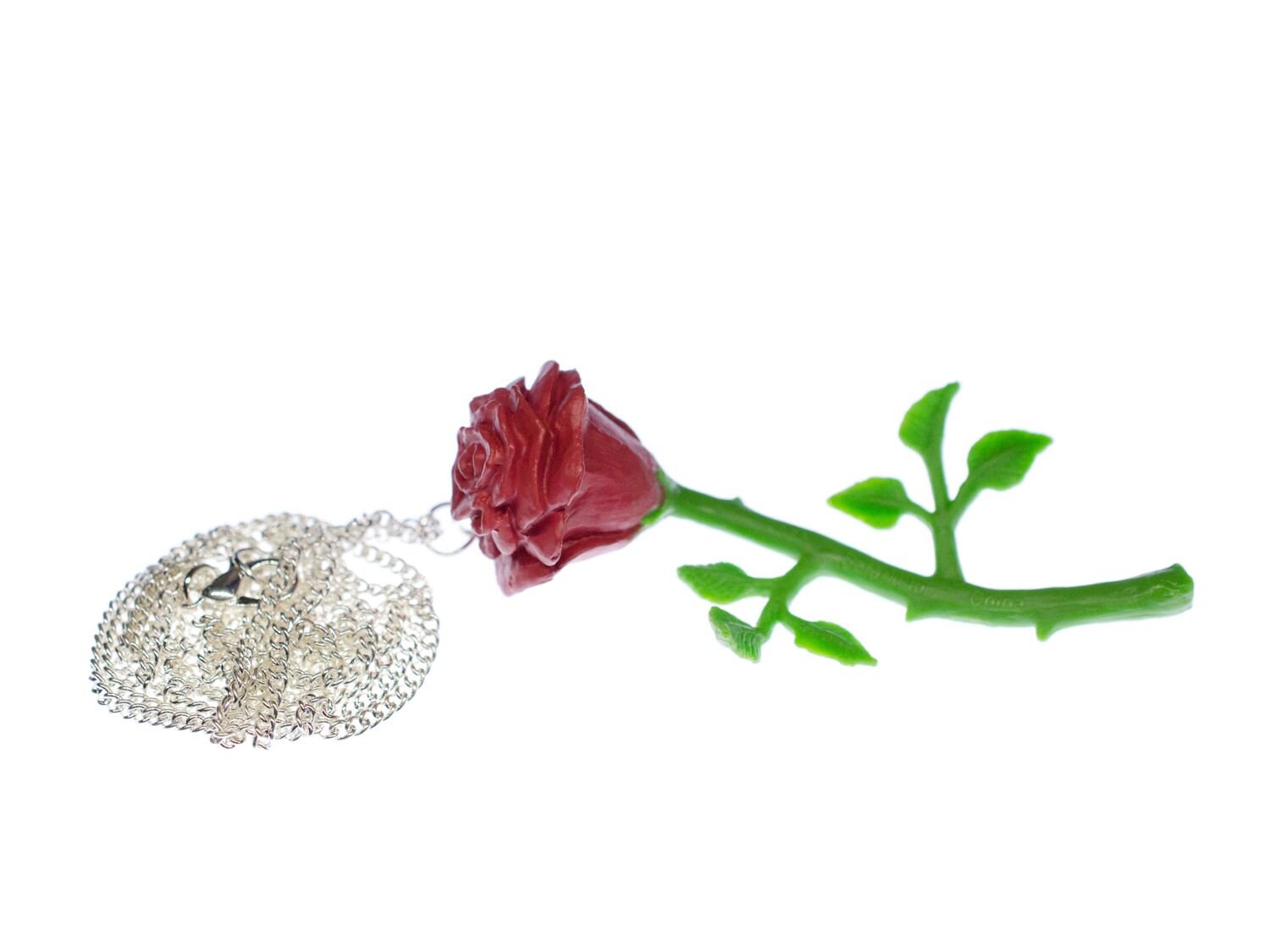 Rose Halskette Miniblings Blume Blumenkette Blumen 80cm Kette Rot Liebe von Miniblings