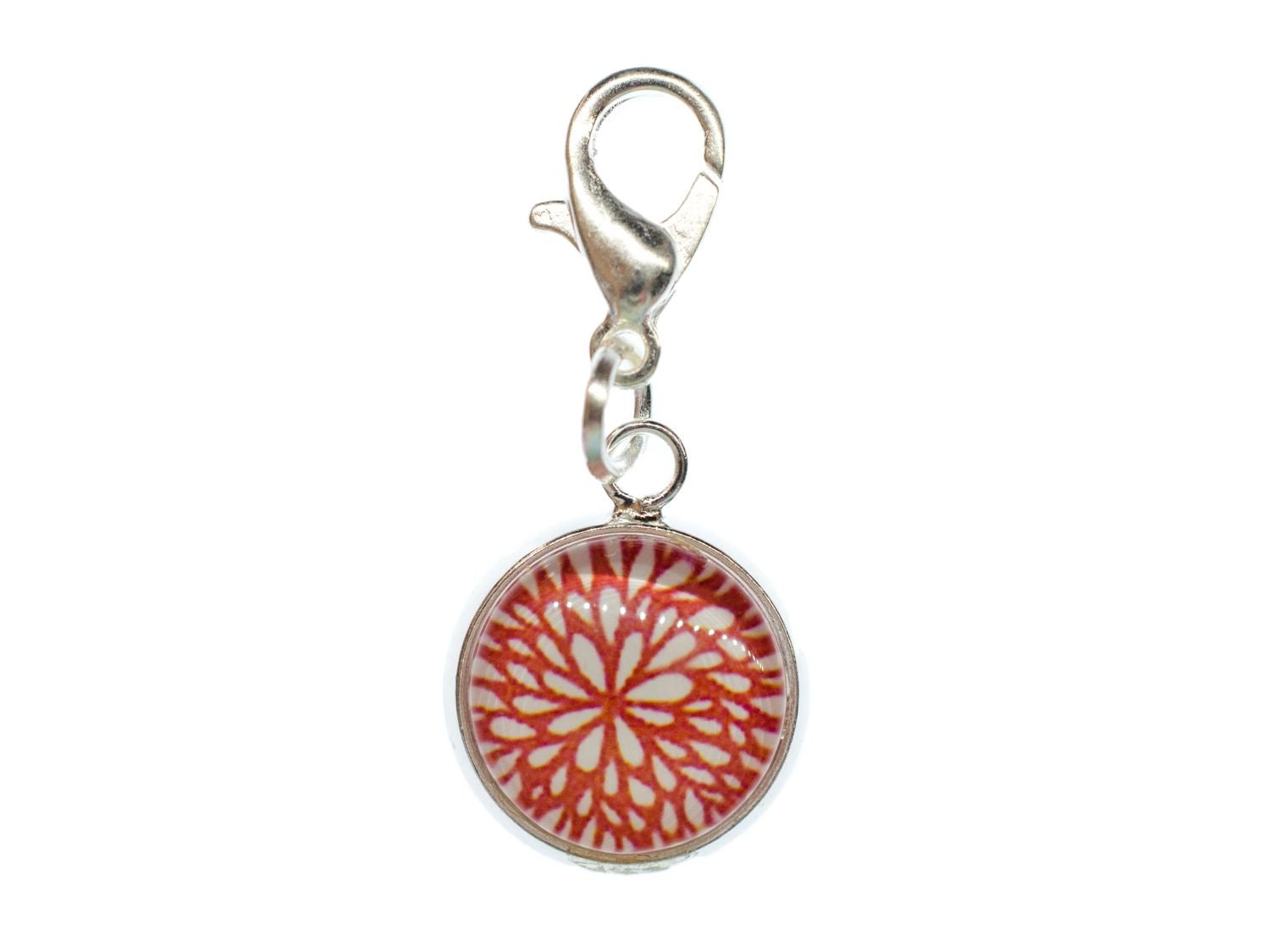 Rotes Blumenmuster Charm Anhänger Bettelarmband Miniblings Pflanze Herbstlich von Miniblings