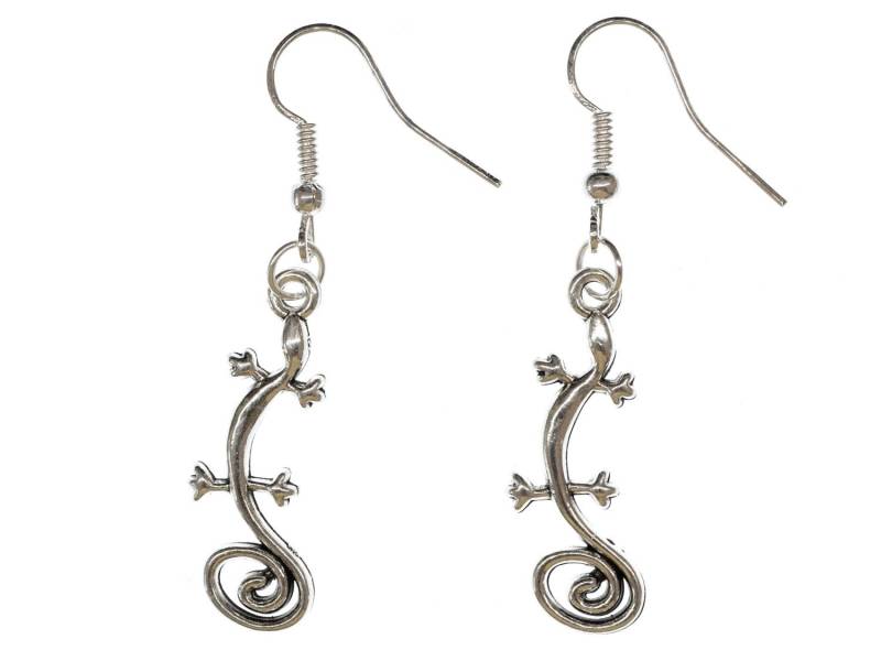 Salamander Ohrringe Hänger Ohrschmuck Gecko Gekko Silber Echse Eidechse Silbern von Miniblings