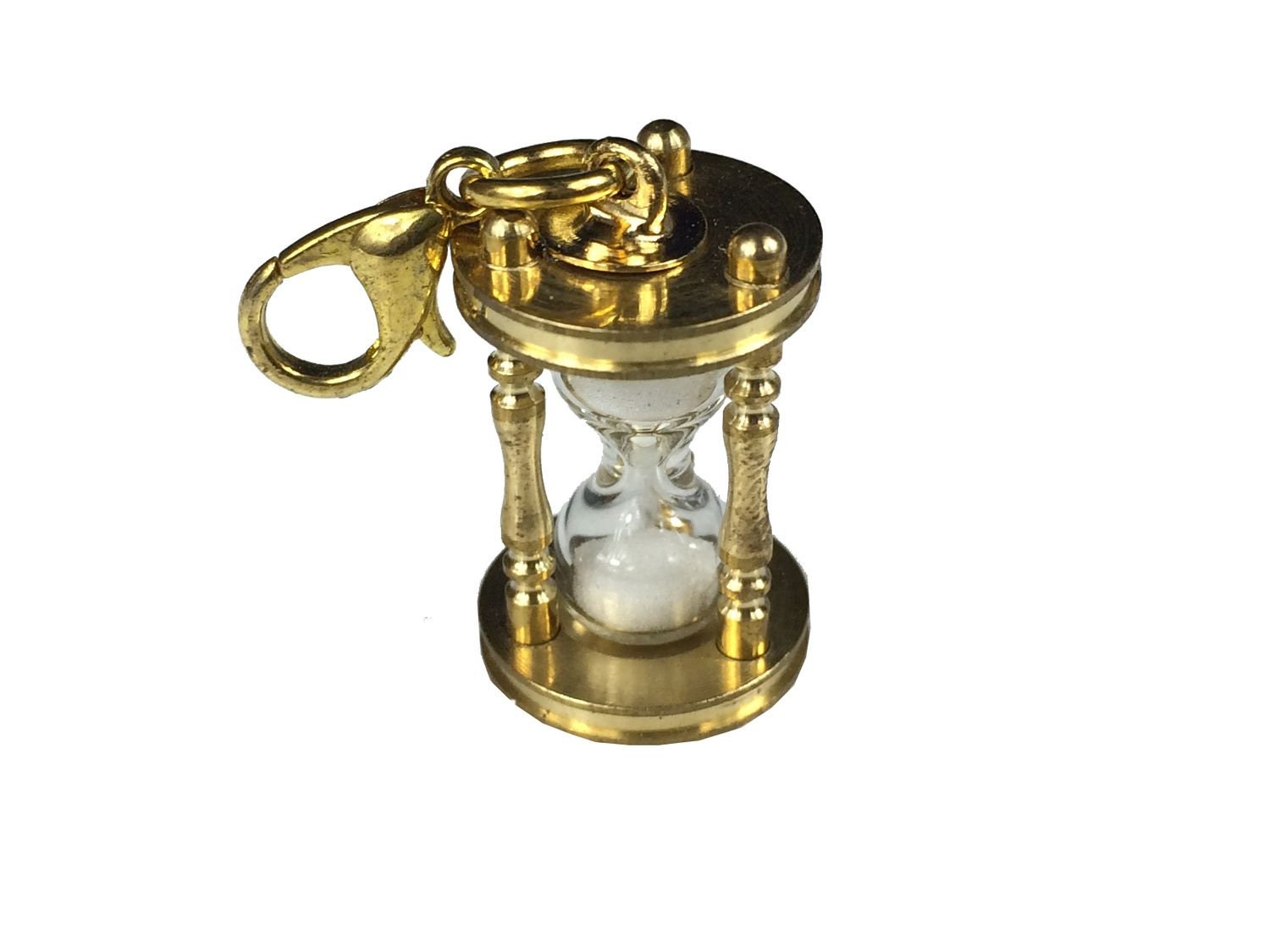 Sanduhr Charm Funktioniert Anhänger Miniblings Stundenglas Zeit Uhr Metall Gold von Miniblings