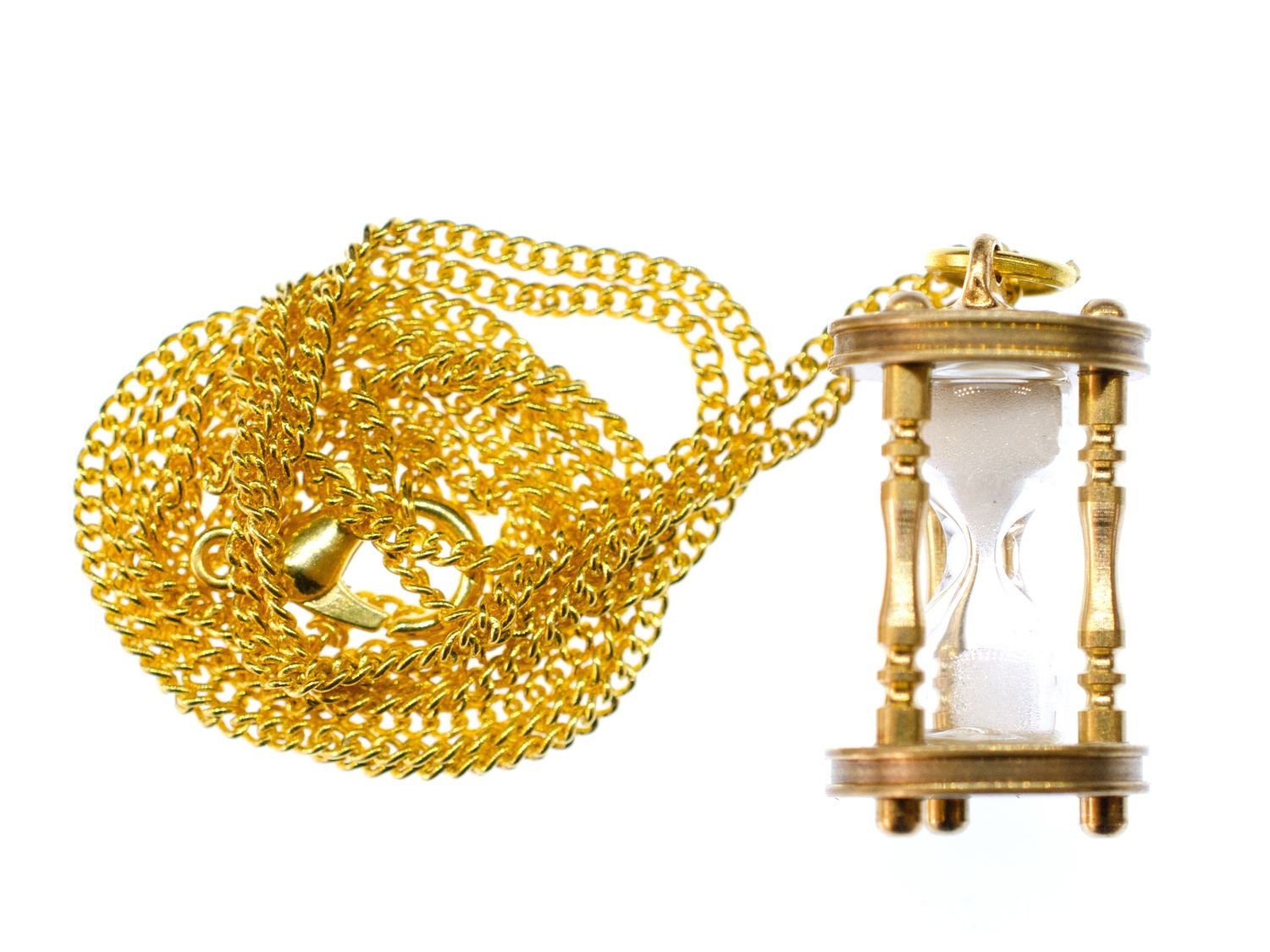 Sanduhr Kette Halskette Funktioniert Miniblings 60cm Gliederkette Uhr Golden von Miniblings