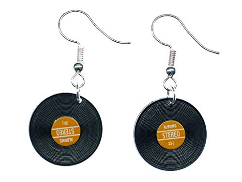 Miniblings Schallplatten LP Ohrringe - Handmade Modeschmuck I Musik Band DJ Vinyl rot - Ohrhänger Ohrschmuck versilbert von Miniblings