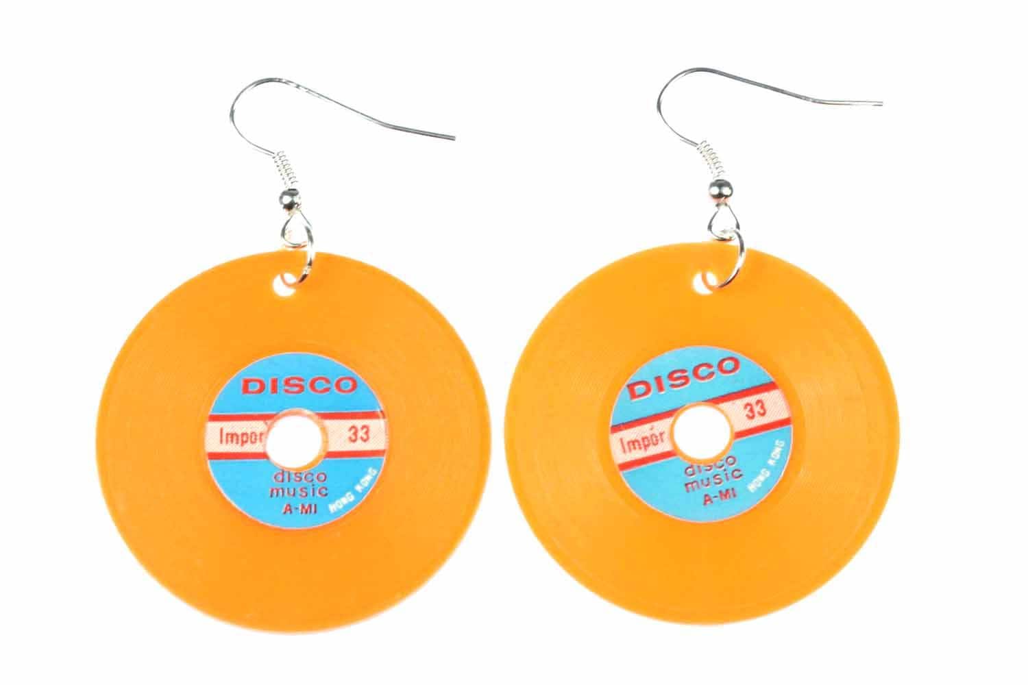 Schallplatten Ohrringe Lp Vinyl Dj Musik Miniblings Plattenohrringe Xl Orange von Miniblings