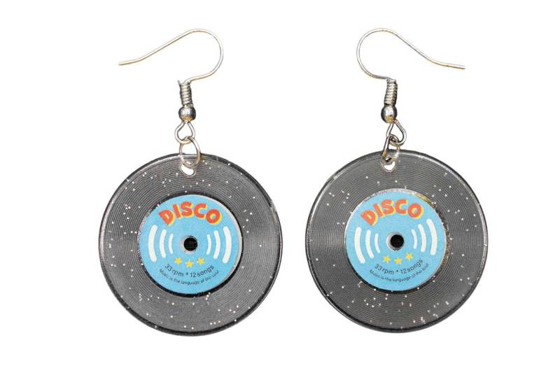 Schallplatten Ohrringe Miniblings Lp Vinyl Dj Musik Transparent Glitzer 30mm von Miniblings