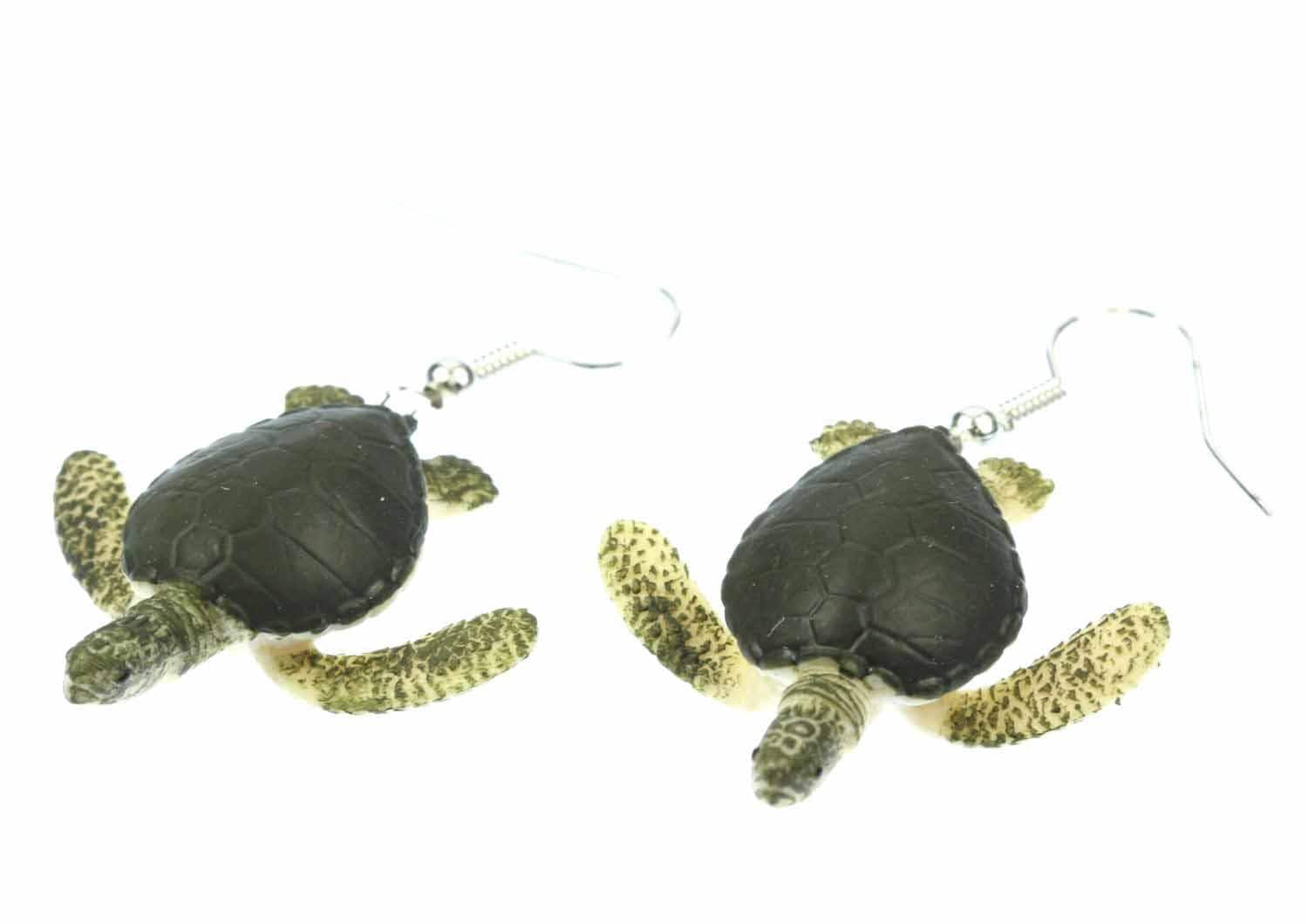 Schildkröte Ohrringe Miniblings Hänger Schildkröten Meeresschildkröte Turtle Grün von Miniblings