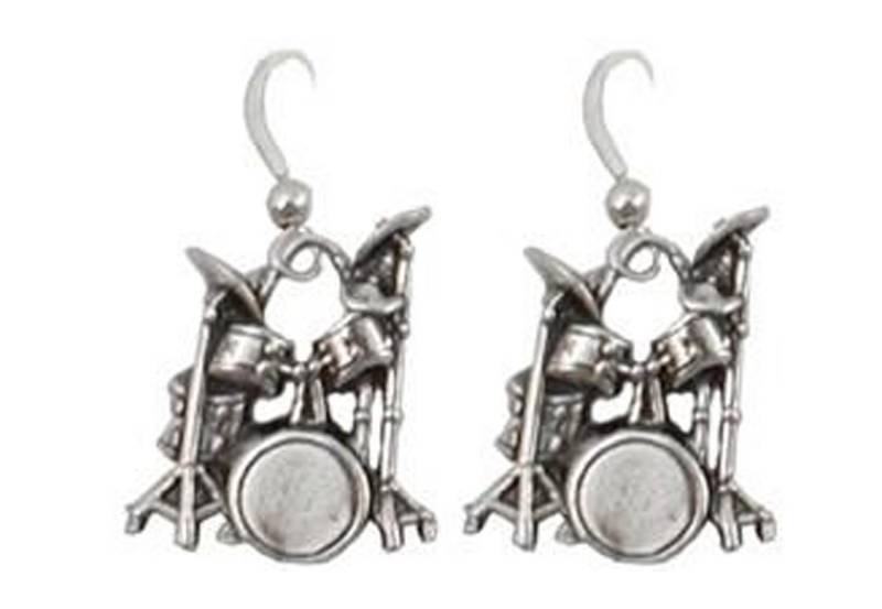 Schlagzeug Ohrringe Miniblings Hänger Drummer Drumset Instrument 925 Silber von Miniblings