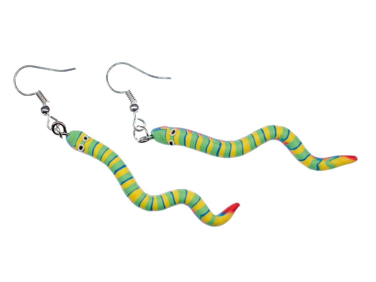 Schlange Wurm Ohrringe Kriechtier Serpent Regenwurm Süß Miniblings Hänger Bunt von Miniblings