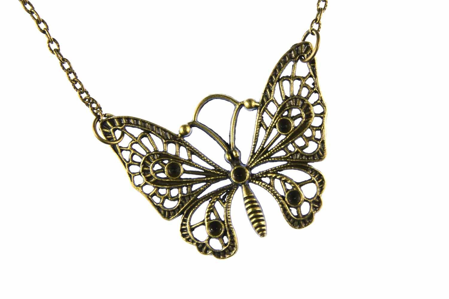 Schmetterling Kette Halskette Miniblings 80cm Schmetterlingskette Butterfly Brz von Miniblings