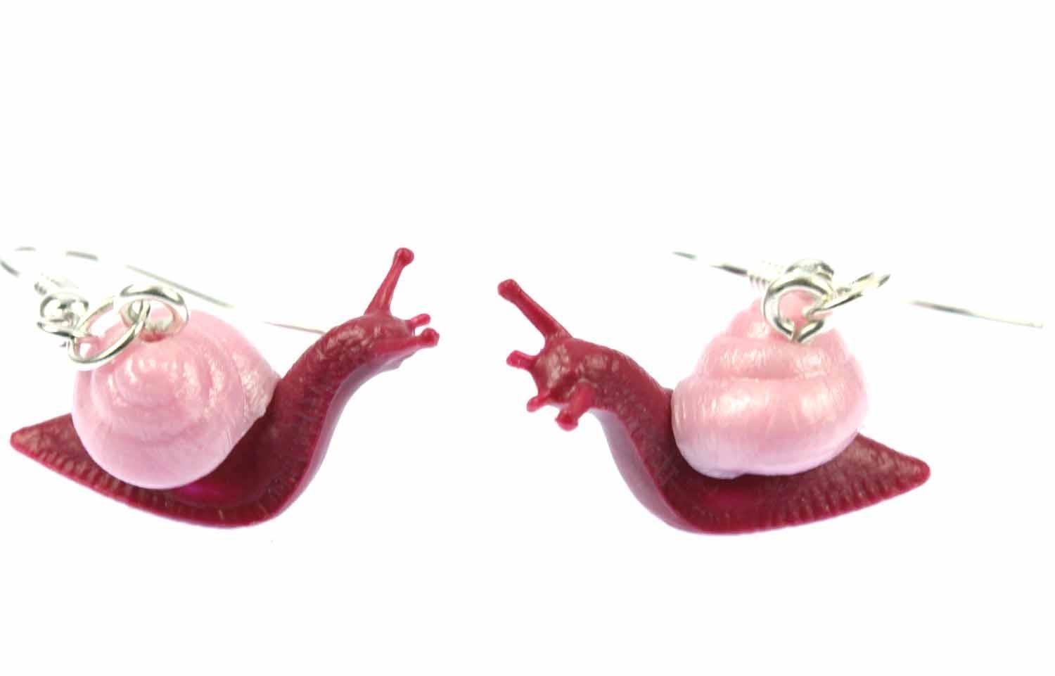 Schnecke Ohrringe Schnecken Miniblings Weinbergschnecke Salat Ohrhänger Pink von Miniblings