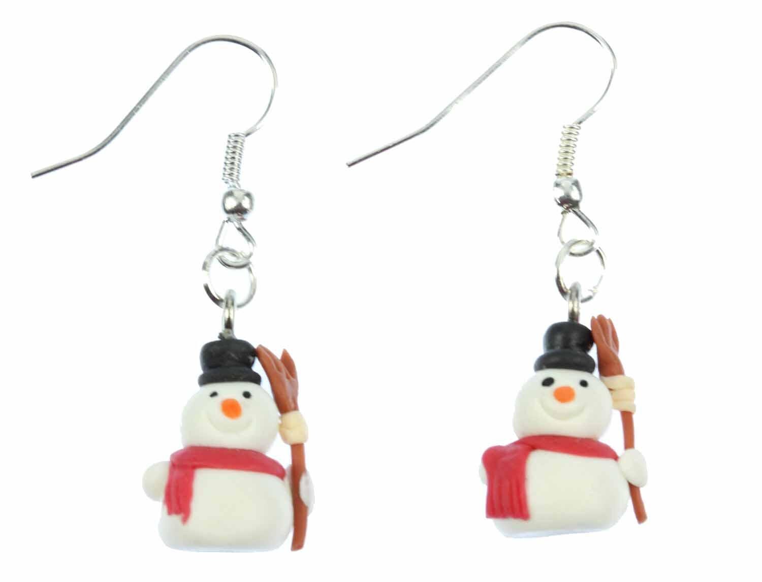 Schneemann Besen Ohrringe Miniblings Hänger Weihnachten Winter Schnee Kinder von Miniblings