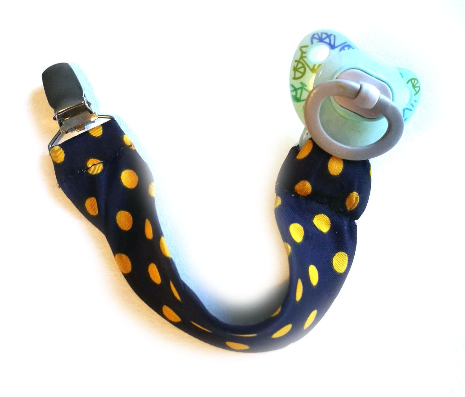 Schnullerkette Krawatte Miniblings Handarbeit Schnuller Schnullerband Gelbe Pkte von Miniblings