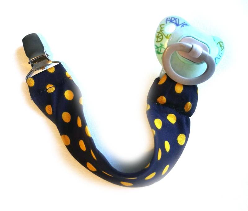 Schnullerkette Krawatte Miniblings Handarbeit Schnuller Schnullerband Gelbe Pkte von Miniblings