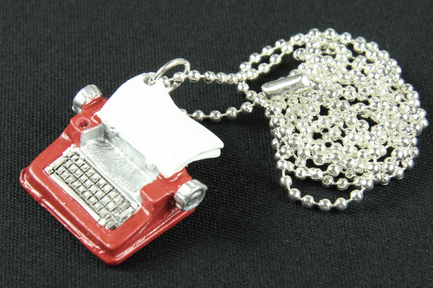 Schreibmaschine Kette Halskette Miniblings 80cm Schreiben Schriftsteller Autor Rot von Miniblings