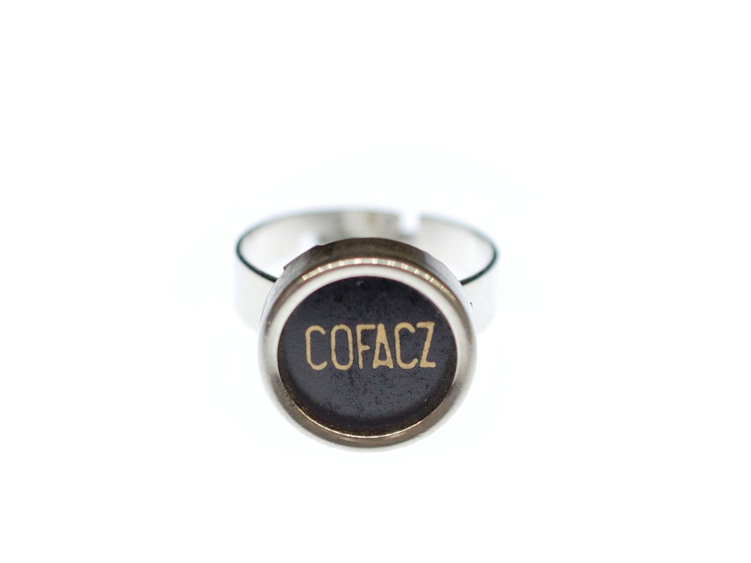 Schreibmaschinentaste Ring Vintage Miniblings Schwarz Upcycling Polnisch Cofacz von Miniblings