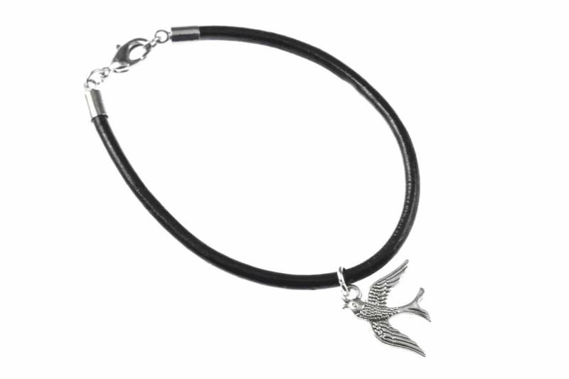 Schwalbe Mauersegler Vogel Vögel Miniblings Armband Lederarmband Leder Silber von Miniblings