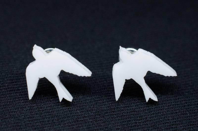 Schwalben Ohrstecker Miniblings Vogel Vögel Schwalbe Acrylglas Mauersegler Weiß von Miniblings