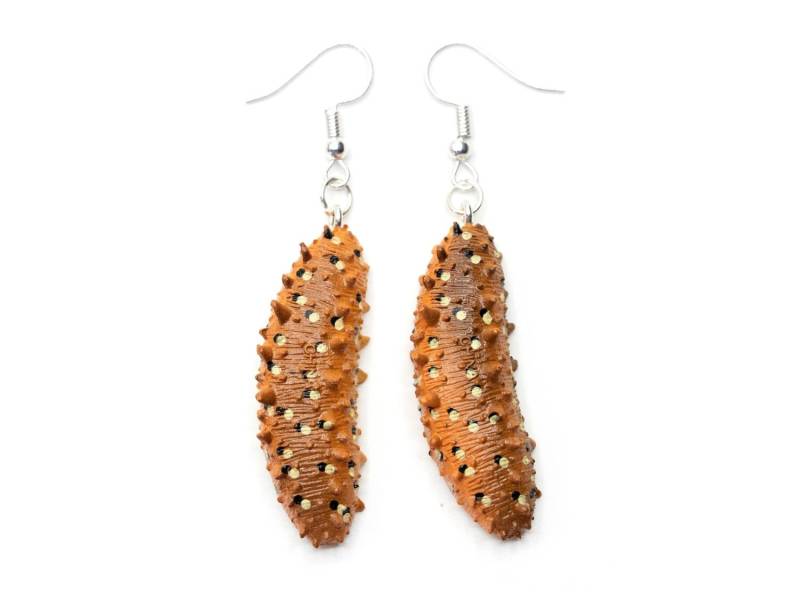 Seegurke Ohrringe Miniblings Hänger Meerestier Wurm Ozean Meer Orange Braun von Miniblings