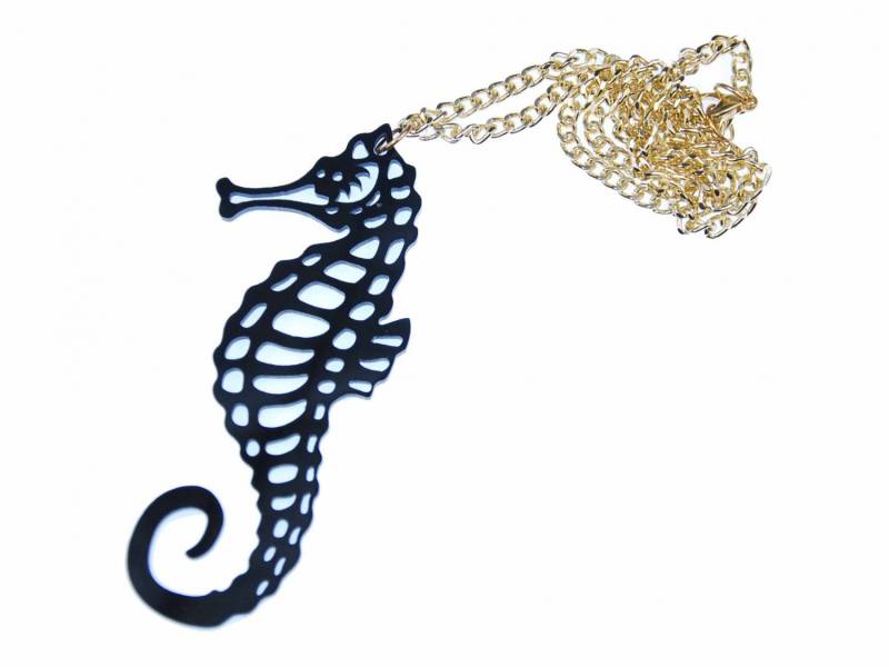 Seepferd Seepferdchen Kette Halskette Miniblings Acrylglas See Tier Meer 10cm von Miniblings