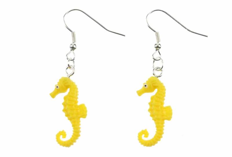 Seepferdchen Ohrringe Miniblings Hänger Seepferd Meer Ozean Aquarium Gummi Gelb von Miniblings