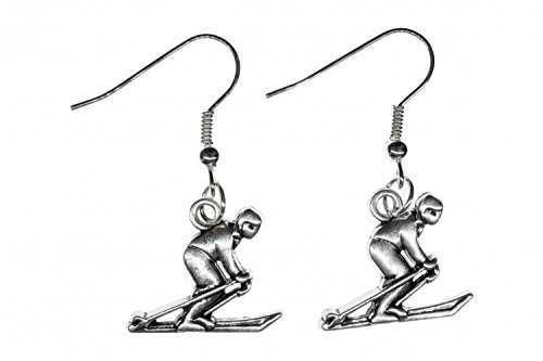 Miniblings Skifahrer Ohrringe Skiohrringe Skier Skistöcke Winter Ski - Handmade Modeschmuck I Ohrhänger Ohrschmuck versilbert von Miniblings