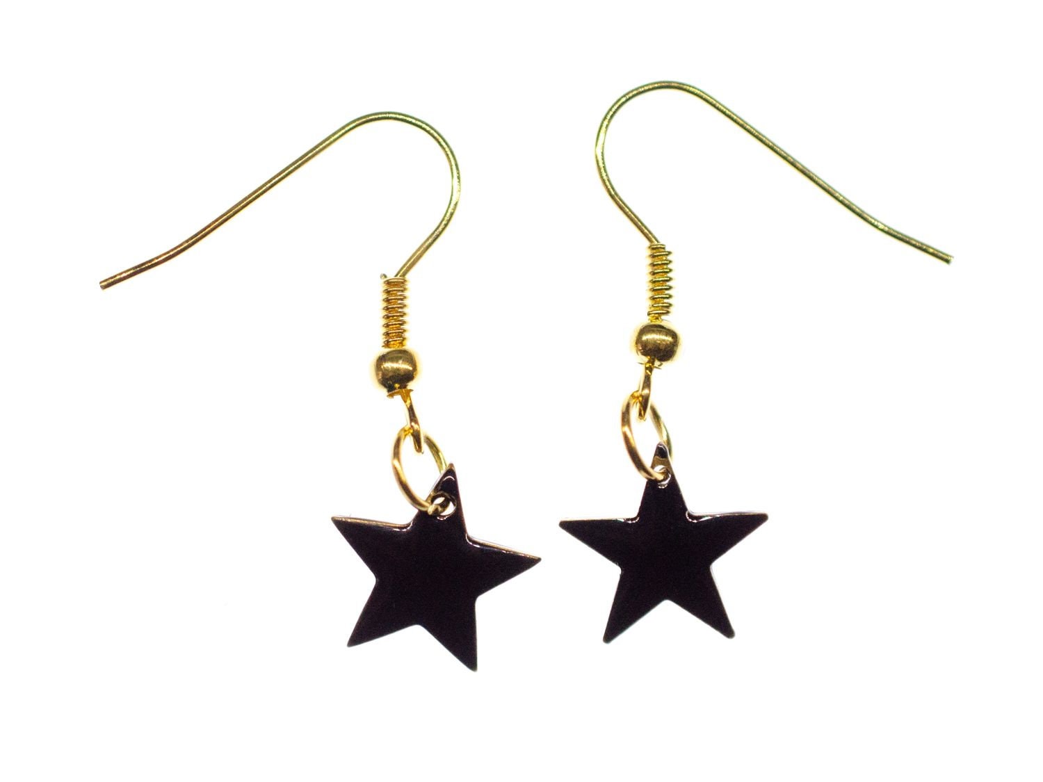 Stern Ohrringe Miniblings Hänger Sterne Weihnachten Emaille Gold Klein Schwarz von Miniblings
