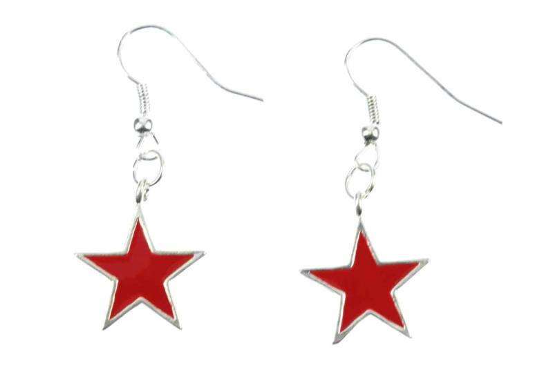 Stern Sterne Ohrringe Miniblings Hänger Weihnachten Star Emaille Rot Che Kuba von Miniblings