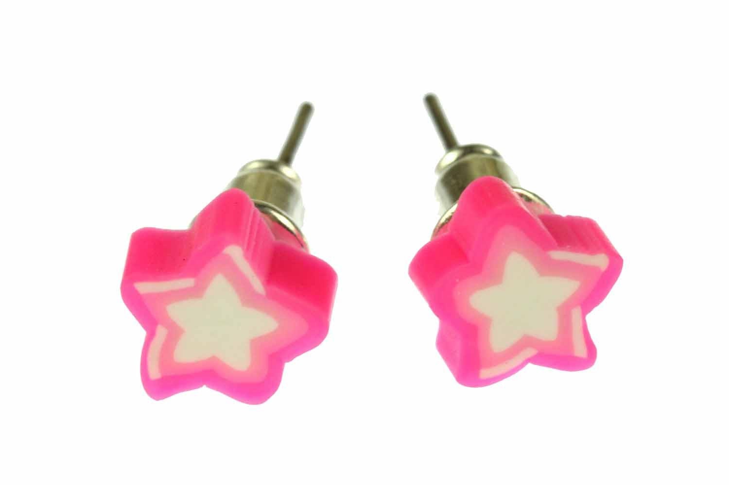 Stern Sterne Ohrstecker Miniblings Stecker Ohrringe Weihnachten Pink Weiß Mini von Miniblings