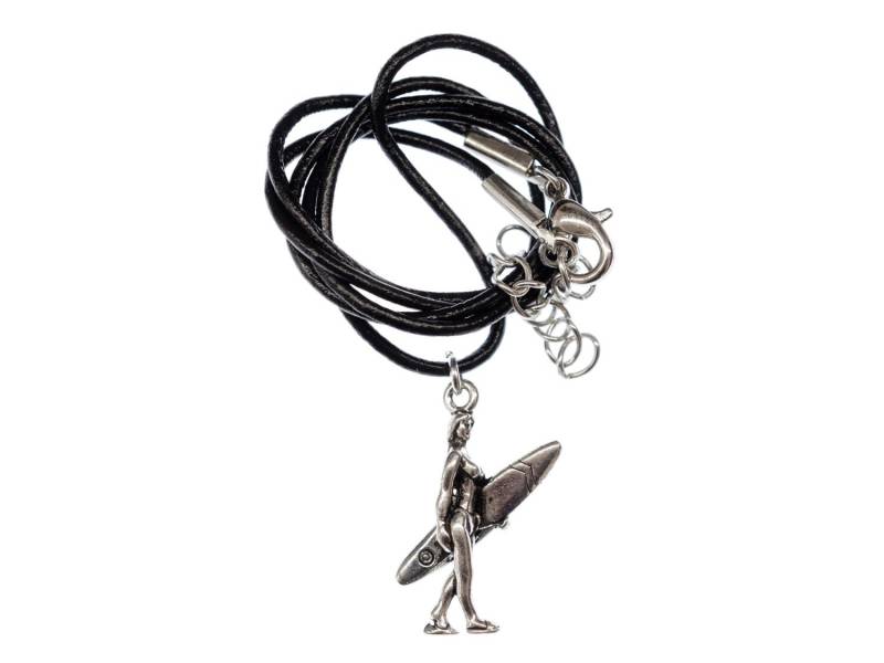 Surfergirl Surferin Surfen Kette Halskette Miniblings Surfbrett Surfer Leder von Miniblings