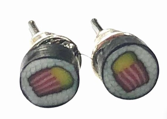 Sushi Ohrstecker Stecker Miniblings Ohrringe Essen Japan Maki Fisch A5 von Miniblings