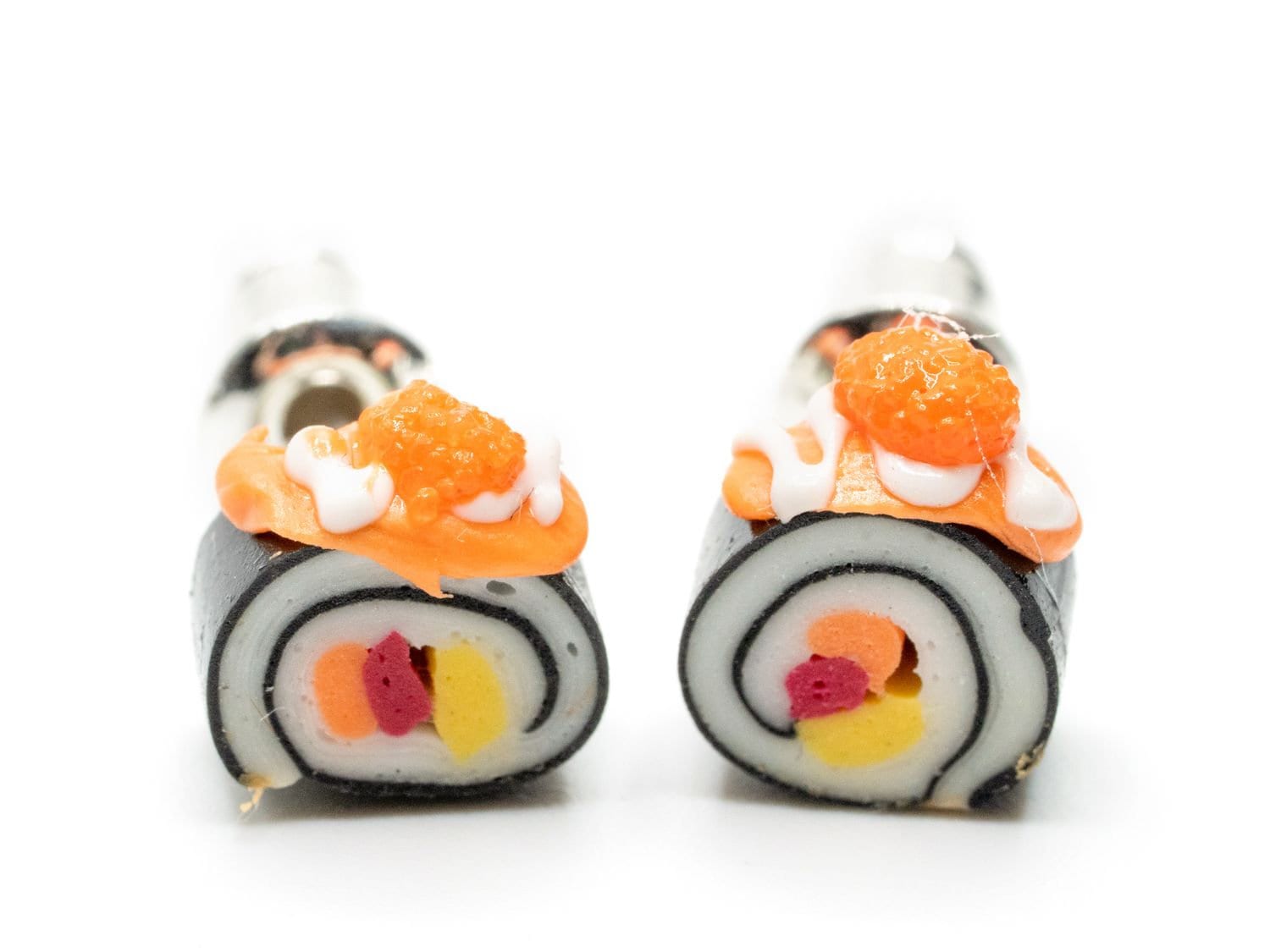 Sushi Ohrstecker Stecker Miniblings Ohrringe Handarbeit Japan Fisch Rolle Maki A von Miniblings