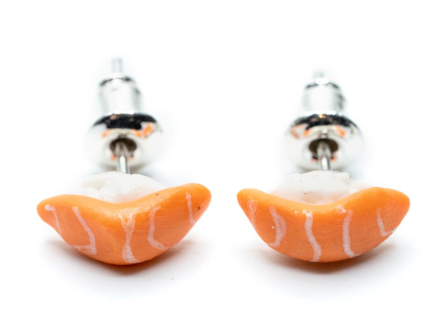 Sushi Ohrstecker Stecker Miniblings Ohrringe Handarbeit Japan Lachs Nigiri C von Miniblings