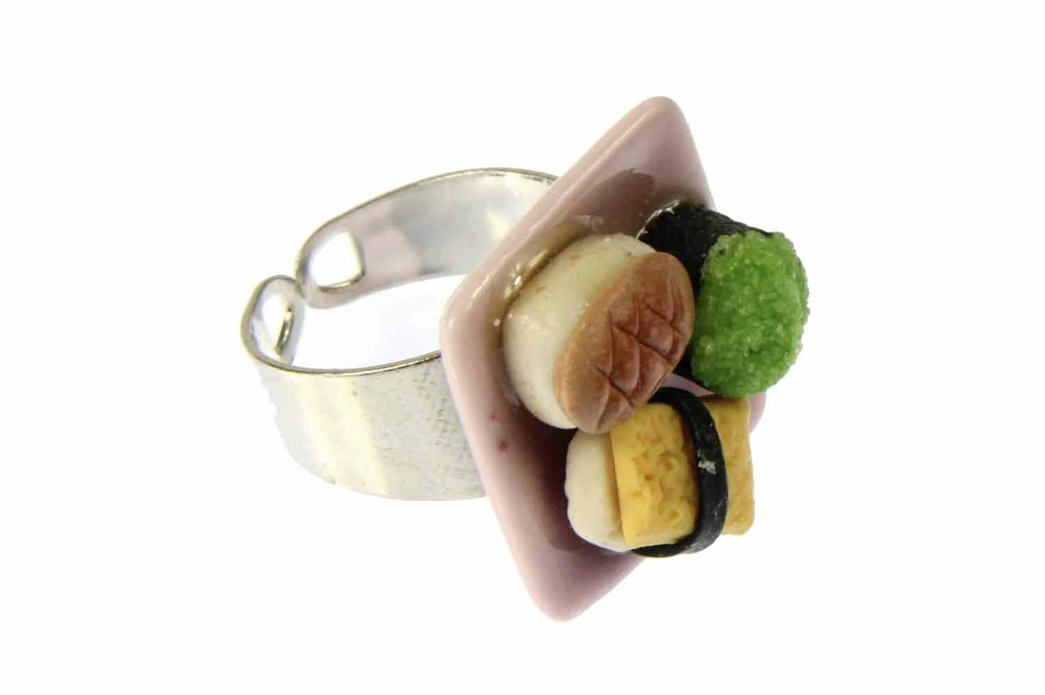 Sushiring Ring Sushi Miniblings Fingerring Maki Nigiri Sushirolle Teller Kawaii von Miniblings