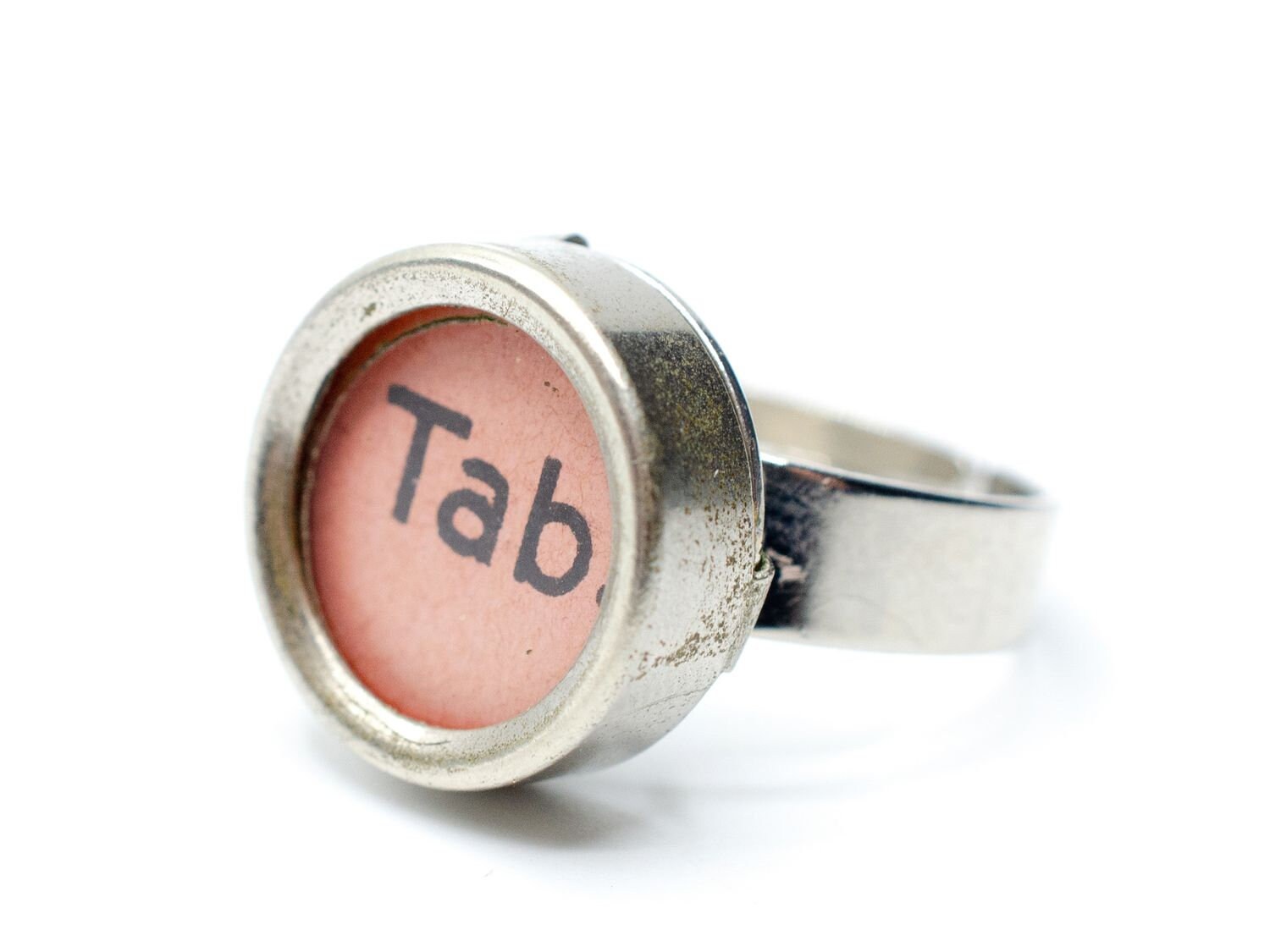 Tab Taste Ring Vintage Schreibmaschinentaste Miniblings Fingerring Upcycling Rose von Miniblings