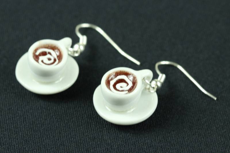 Tasse Cappuccino Ohrringe Cafe Milchkaffee Miniblings Hänger Porzellan von Miniblings