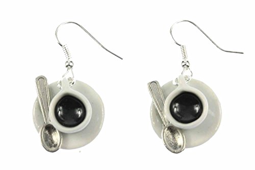 Miniblings Tasse Kaffee mit Löffel Ohrringe Kaffeetasse Cafe Miniblings Hänger Porzellan von Miniblings