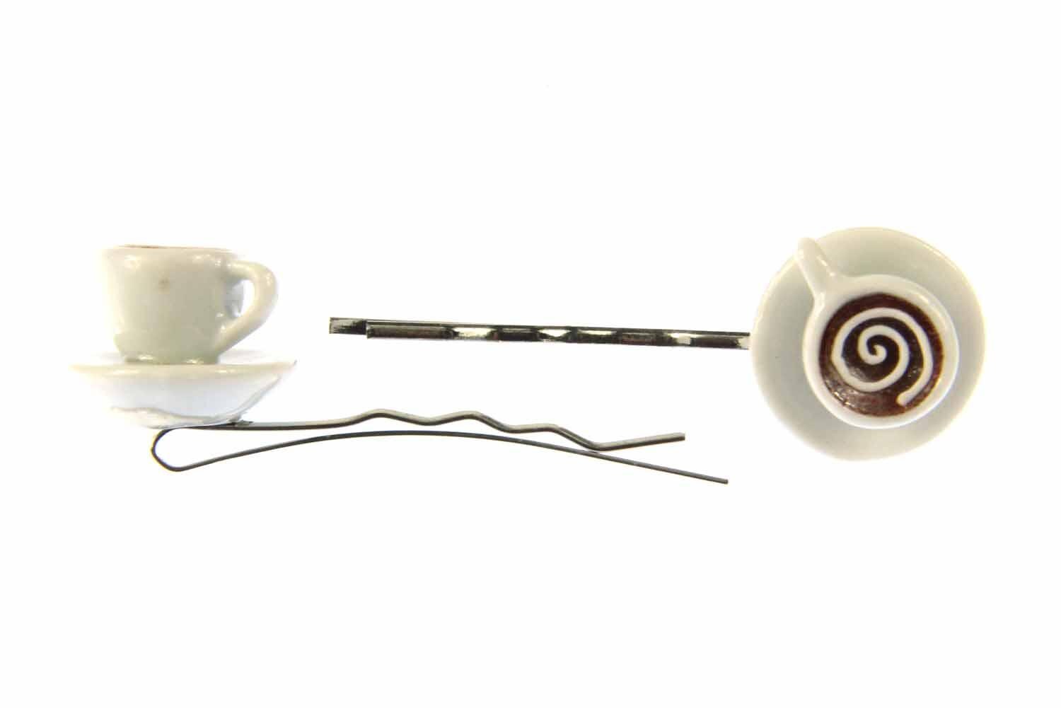 Tassen 2Er Set Haarspangen Haarklammern Miniblings Teetassen Tasse Cappuccino von Miniblings