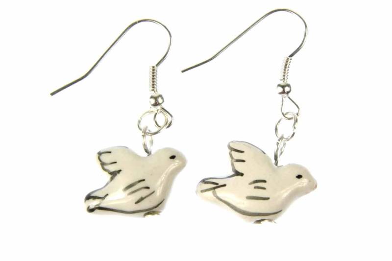 Tauben Ohrringe Taubenohrringe Brieftauben Miniblings Vogel Porzellan Post Weiß von Miniblings