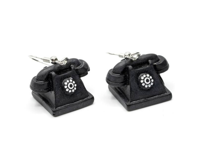 Telefon Ohrringe Telefonohrringe Mit Wahlscheibe Hörer Miniblings Retro Schwz von Miniblings