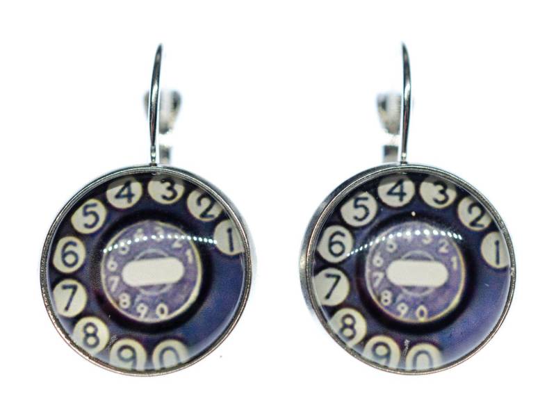 Telefon Wählscheiben Ohrringe Ohrhänger Retro Vintage Wählscheibe Cabochon Glas von Miniblings