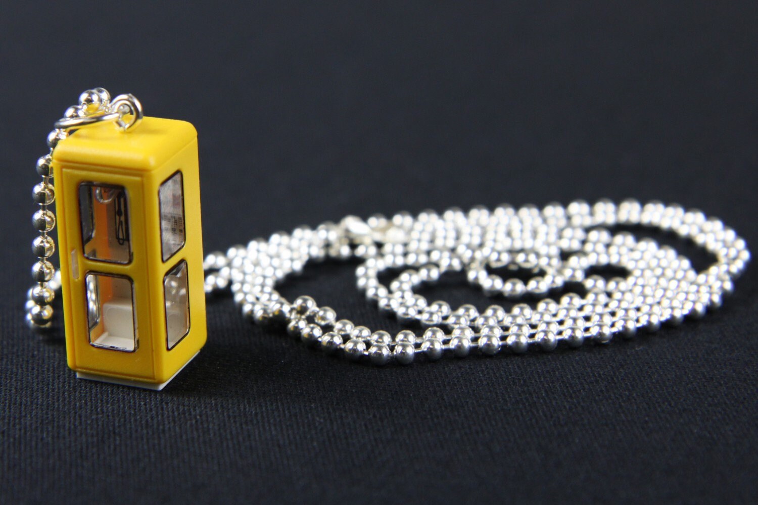Telefonzelle Kette Halskette Miniblings 80cm Telefonhäuschen Telefon Gelb von Miniblings