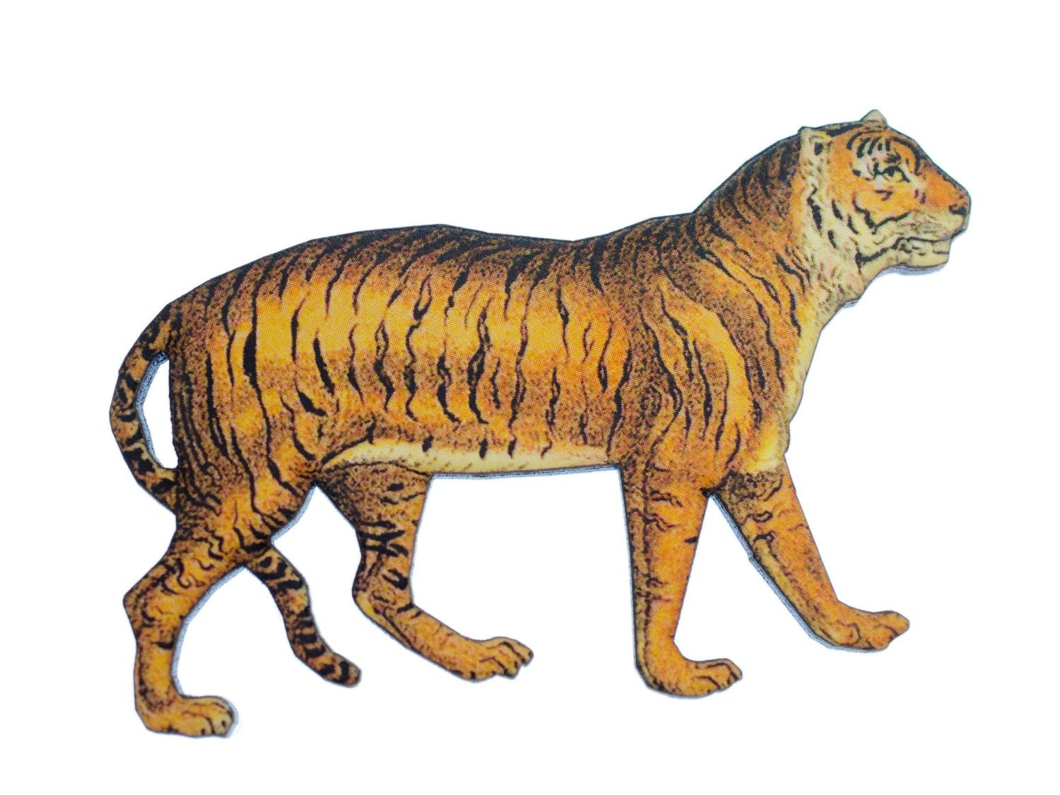 Tiger Brosche Miniblings Anstecknadel Holz Bedruckt Tier Raubtier Asien von Miniblings