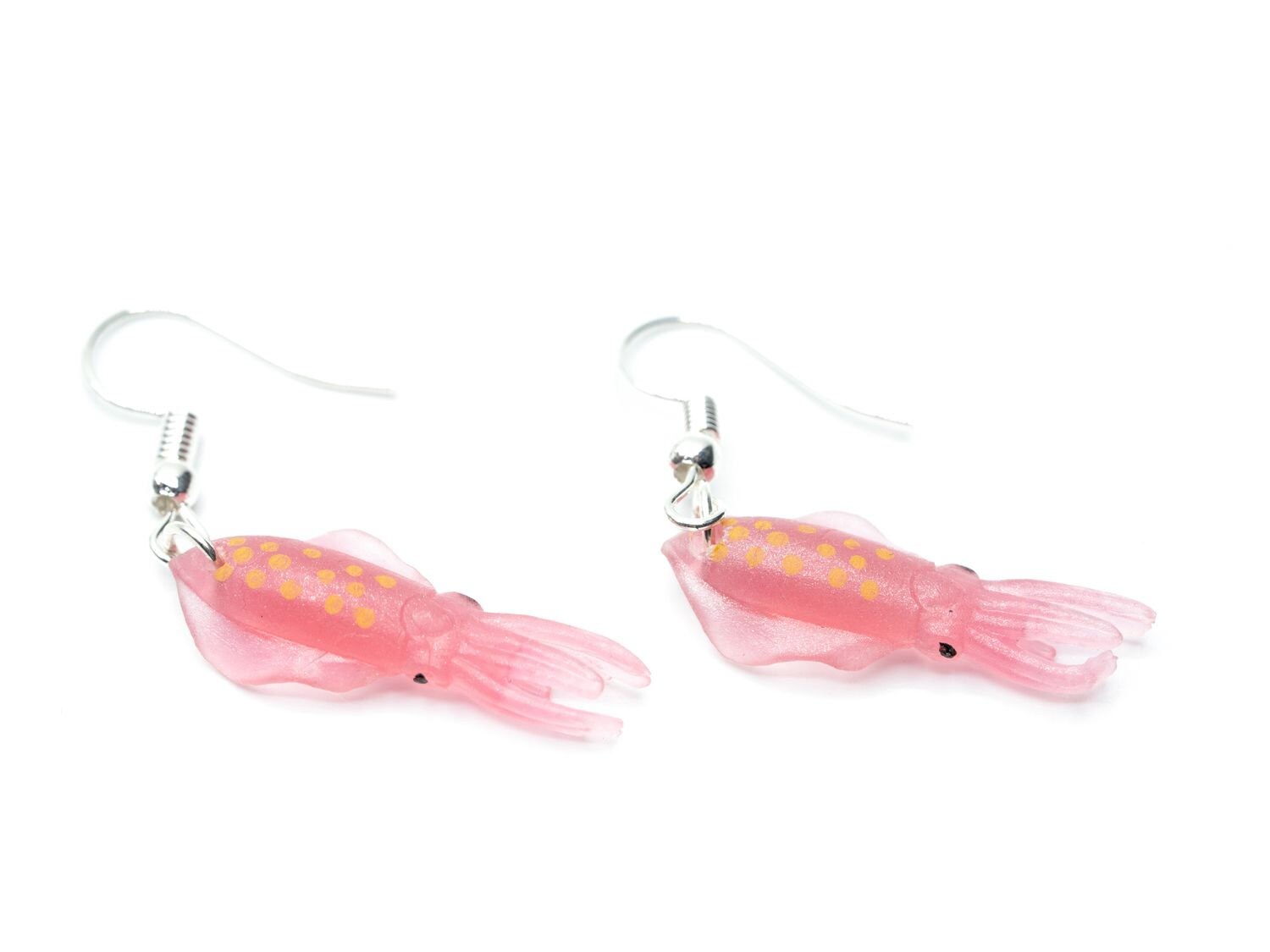 Tintenfisch Ohrringe Miniblings Hänger Krake Kalmar Sepia Tauchen Rosa von Miniblings