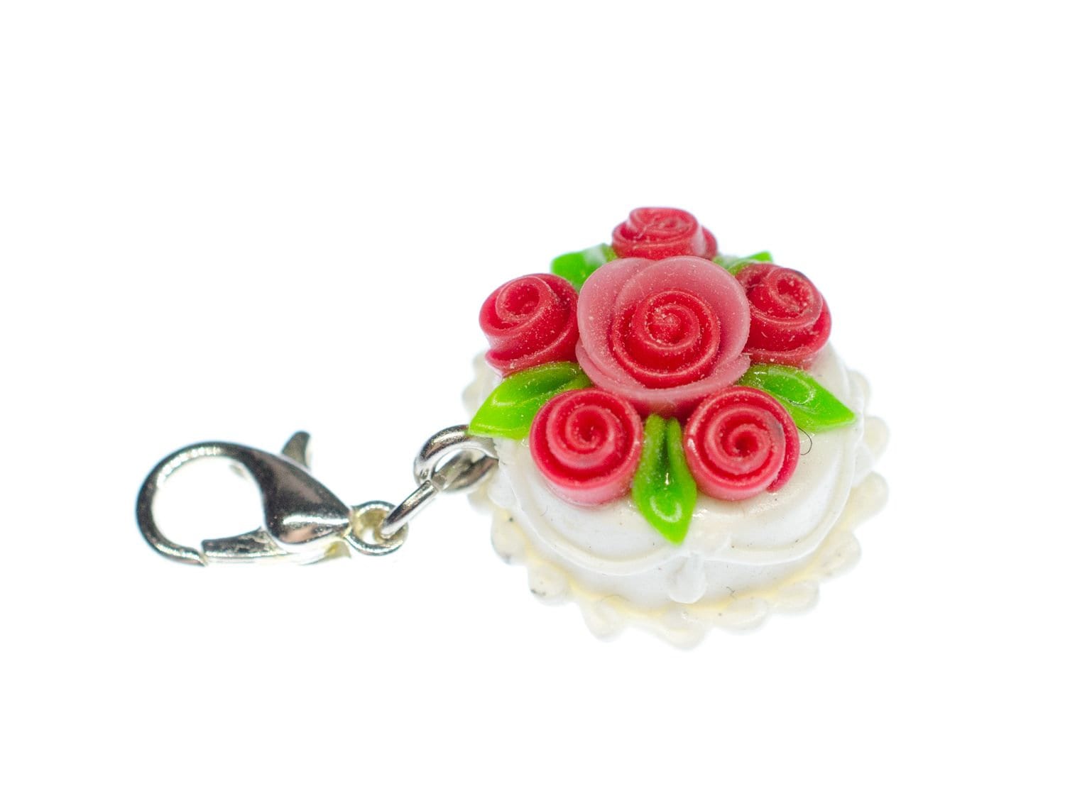 Torte Kuchen Charm Anhänger Bettelarmband Miniblings Charms Hochzeit Rosen Weiß von Miniblings