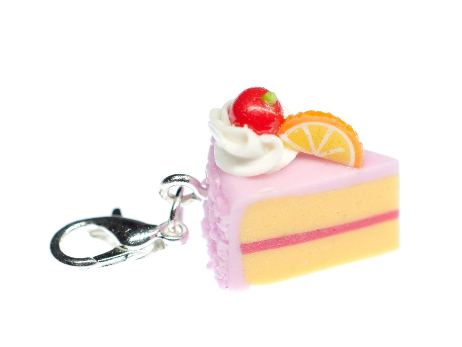 Tortenstück Kuchen Torte Kuchenstück Charm Anhänger Miniblings Erdbeere Rosa von Miniblings