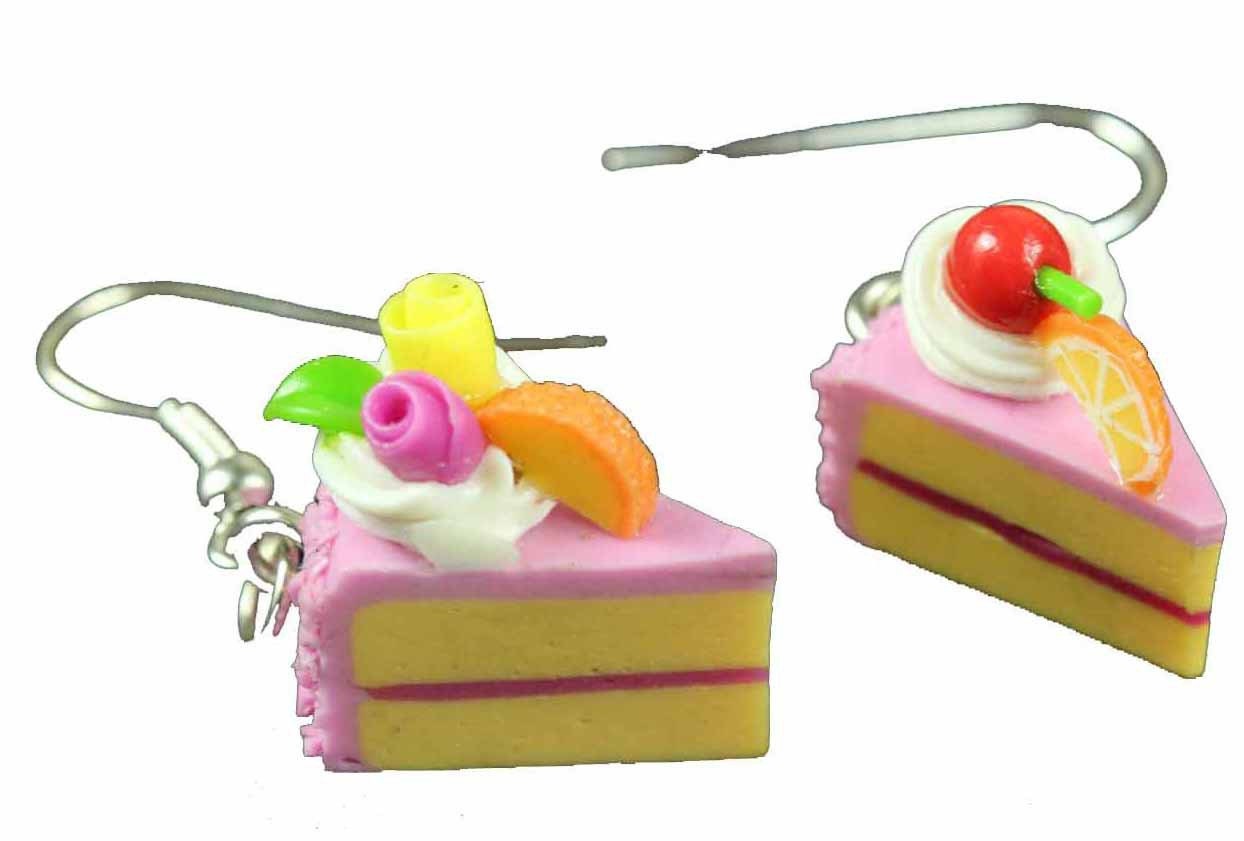 Tortenstück Ohrringe Kuchen Torte Kuchenstück Miniblings Erdbeere Rosa von Miniblings