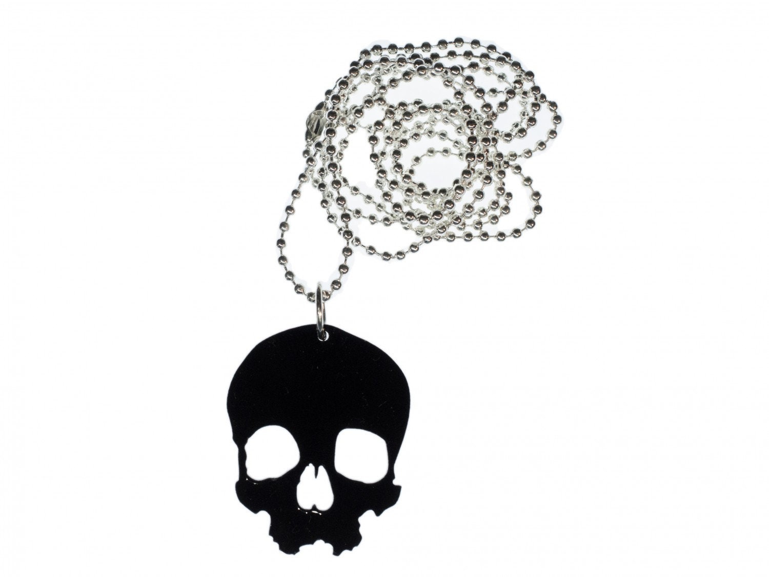 Totenkopf Kette Miniblings Acrylglas Schwarz Schädel Skull Gothic Halloween 80cm von Miniblings