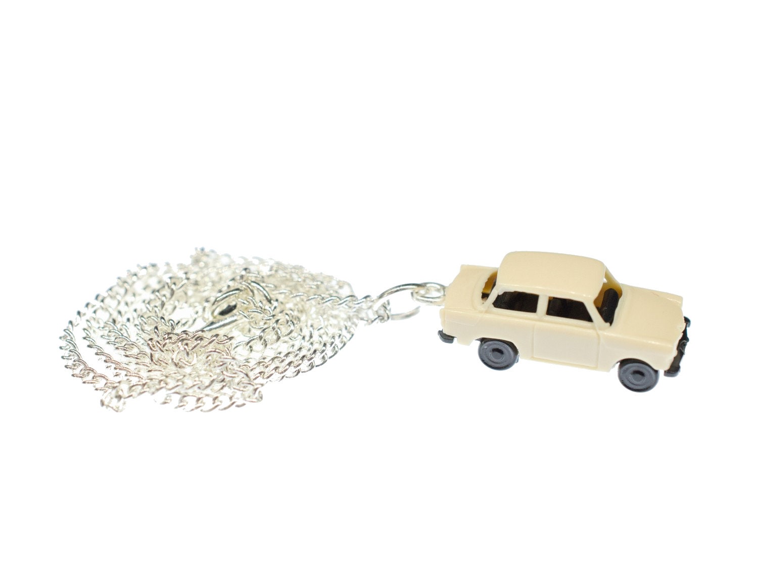 Trabi Kette Halskette 45 cm Miniblings Miniatur Auto Trabant Fahrzeug Pkw Beige von Miniblings