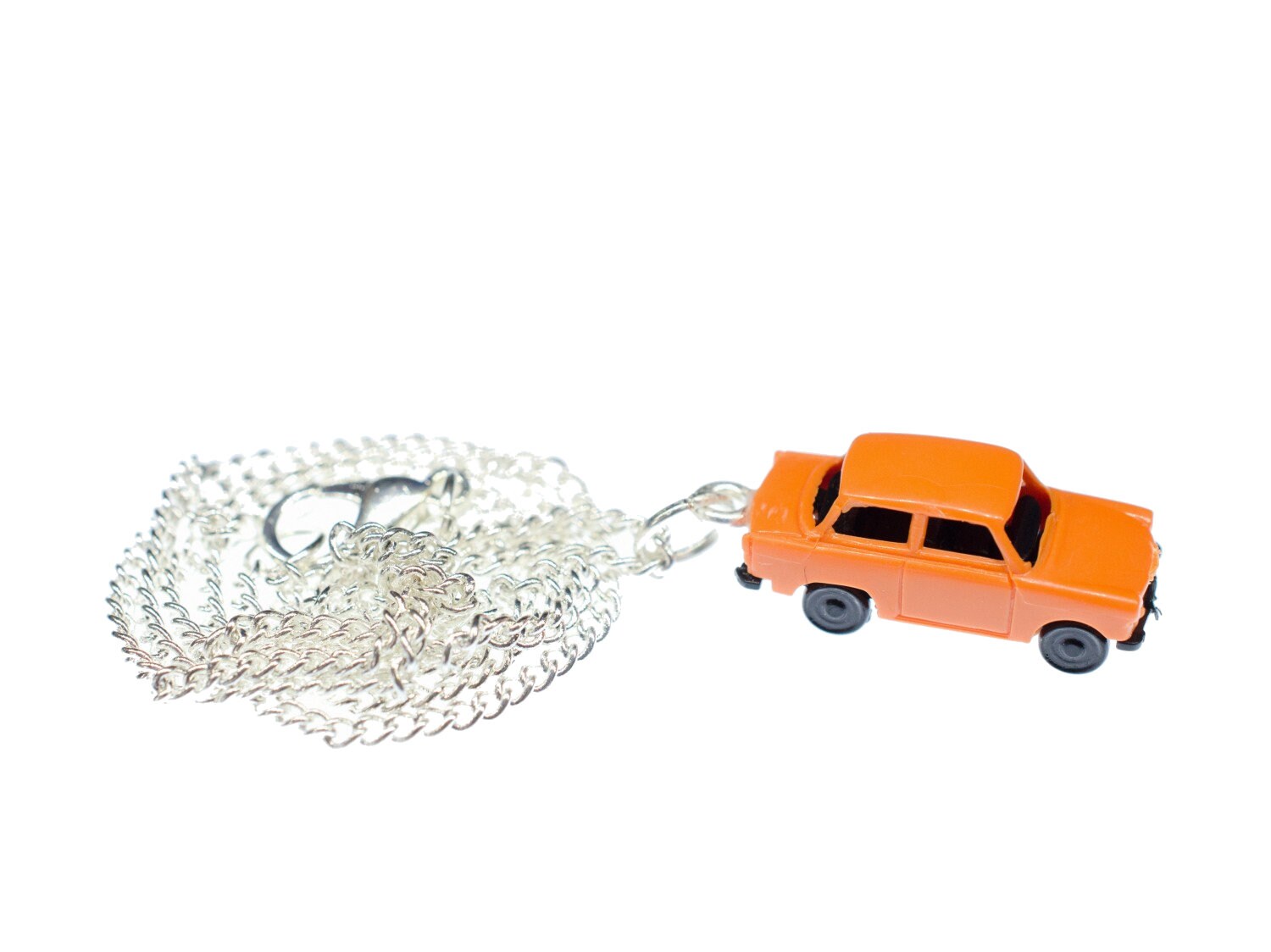 Trabi Kette Halskette 45 cm Miniblings Miniatur Auto Trabant Fahrzeug Pkw Orange von Miniblings